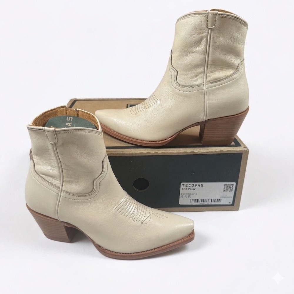 Tecovas The Daisy Bone Bovine Leather Western Ankle Boots 8.5 B 99516
